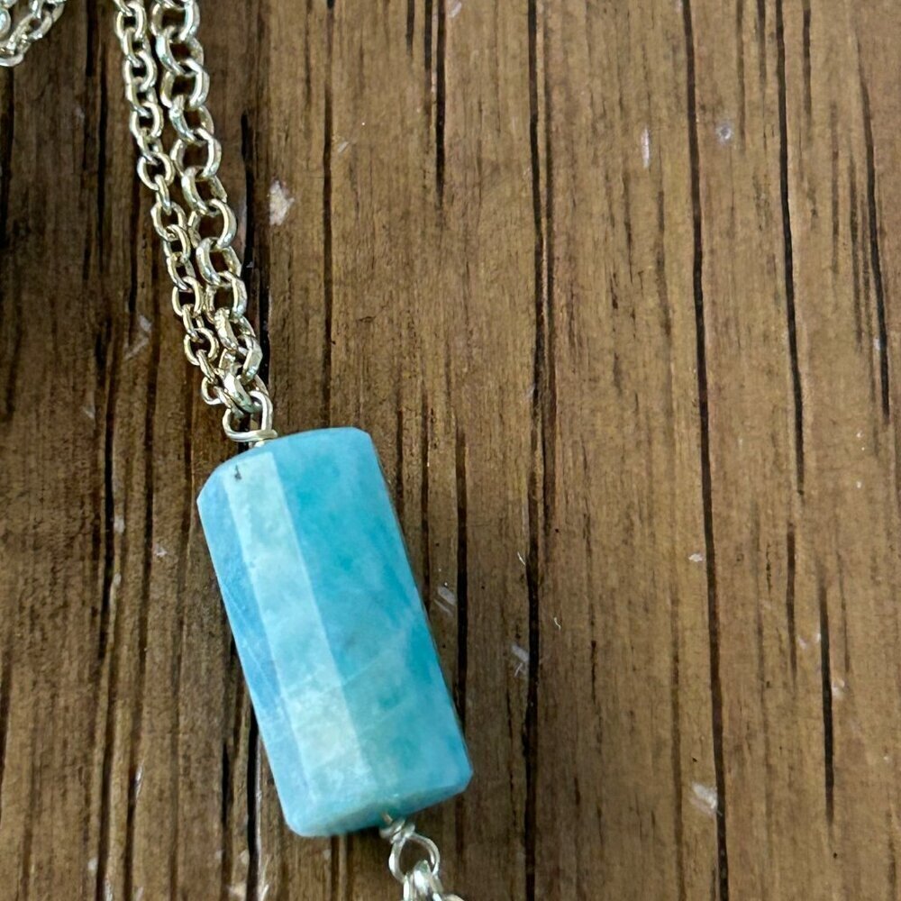 Rarities Carol Brodie Gold-Plated Silver Barrel-Cut Amazonite Bead Necklace NWT - Picture 12 of 14